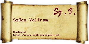 Szűcs Volfram névjegykártya